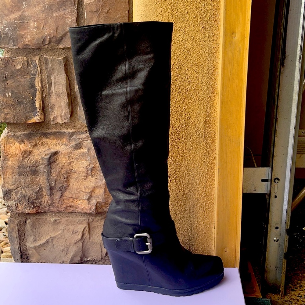 Vera Wang NWT Yael Black high wedge boots genuine leather from Nordstrom